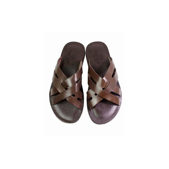 Fiji Brown Italian Leather Sandals Mens